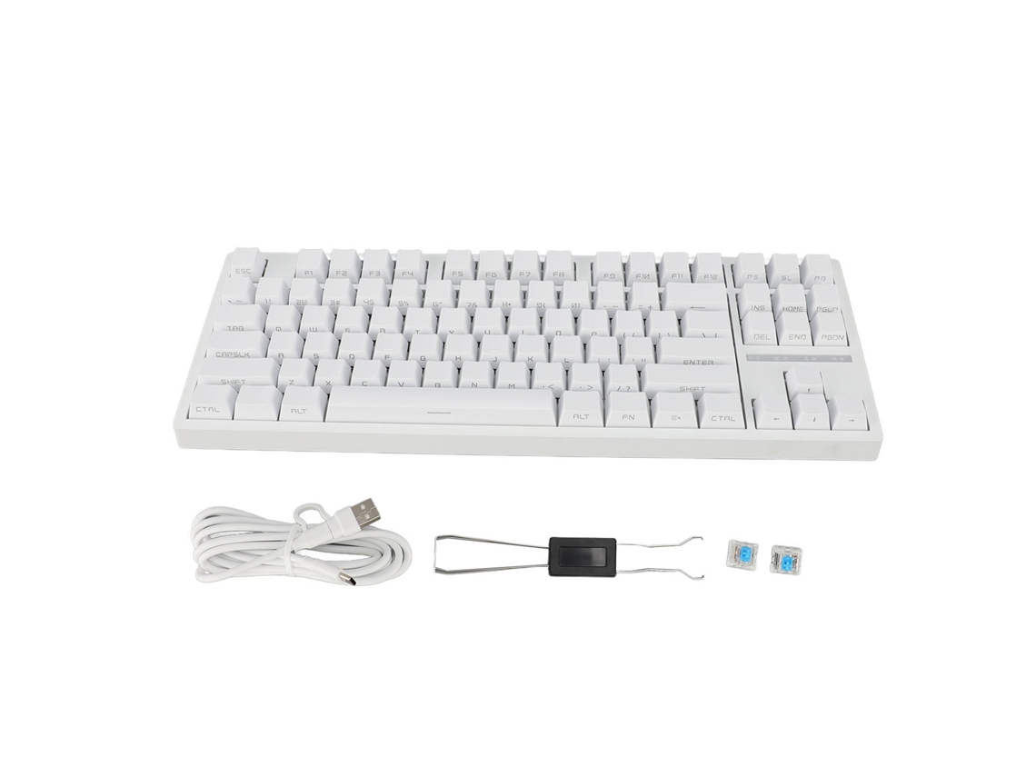 Teclado Mecânico Gamer 87 Teclas 80% Sem Fio 2.4g Bluetooth 3.0 5.0 Usb-c Com Switch Azul E Iluminação Rgb Para Pc E Laptop