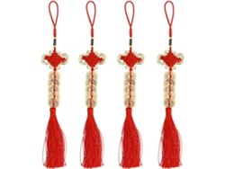 Decoración Nuevo Chino 4 Pompones Chinos Cobre 5 Monedas Imitación Rojas Coche Fiesta Varios Estilos Año Feng