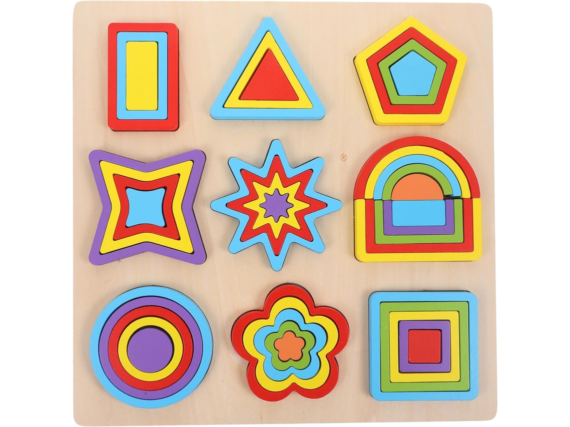 Rompecabezas educativo de madera para niños pequeños, juguete cognitivo con formas multicolores, tamaño estándar. CHABERLU