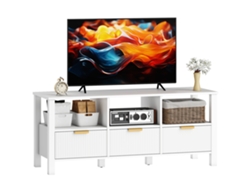 Móvel Tv 55 Pol 3 Gavetas 3 Nichos 120x39,5x50 Branco