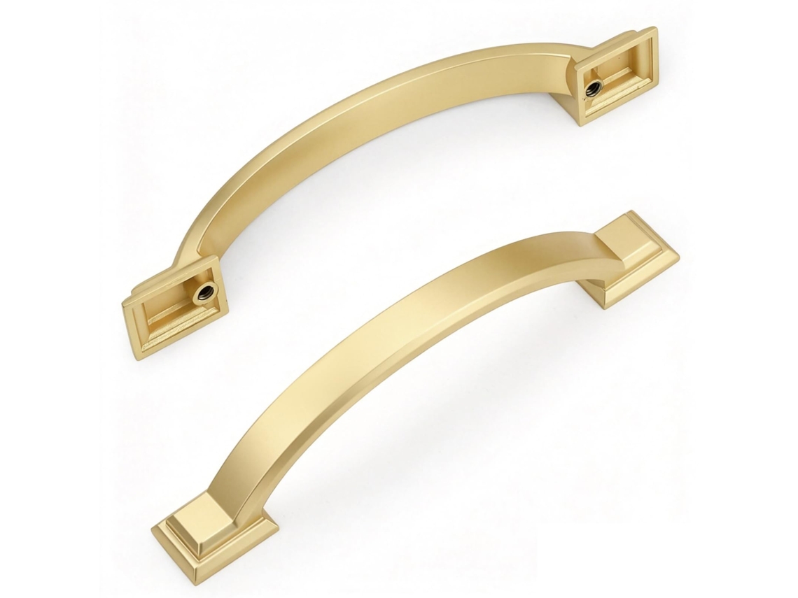 Tiradores Dorados Arqueados 8 Unidades 96mm, Herrajes Prácticos Para Tocadores Y Cajones De Cocina.