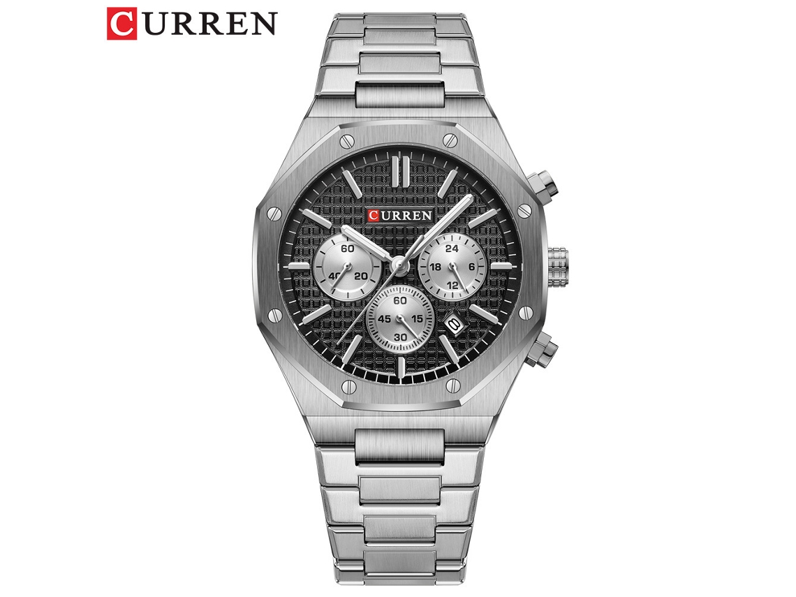 Reloj De Negocios Octogonal Para Hombre Con Correa De Acero, Resistente Al Agua, Seis Agujas E Indicador De Fecha.