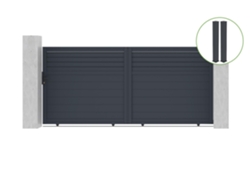 Puerta corredera 3,5m CARPATIA H.160cm aluminio gris 2 postes 20x20cm H.190cm CASANOOV