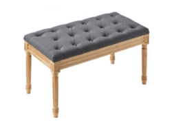 Banco Tapizado Gris 80x40 Cm Con Patas De Madera Tekmaquinas