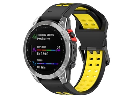 Correa para Garmin Descent G1/Coros Vertix 22mm correa de reloj de silicona de doble fila de liberación rápida negro amarillo VENISYMLIS