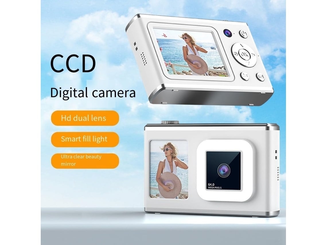 Cámara digital de 6400 W con doble cámara frontal y trasera para estudiantes, mini cámara CCD con luz de relleno, color negro, Yemaesre