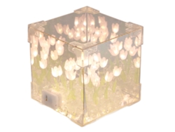 Ats-lámpara Espejo Cubo Tulipán 2 En 1 Luz Nocturna Led Decorativa Manual Diy Regalo Cumpleaños Rosado