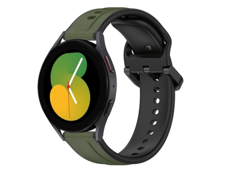 Correa de reloj inteligente para Samsung Galaxy Watch 5 40 mm 20 mm Bucle convexo de silicona de dos colores (verde oscuro + negro)