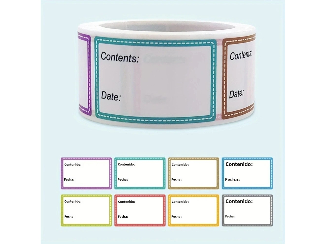 Etiquetas para Armazenamento de Alimentos com Informações Sobre Data e Conteúdo, 200 Folhas/rolo, 2,54 X 3,98 Cm MDUG (estilo 1)