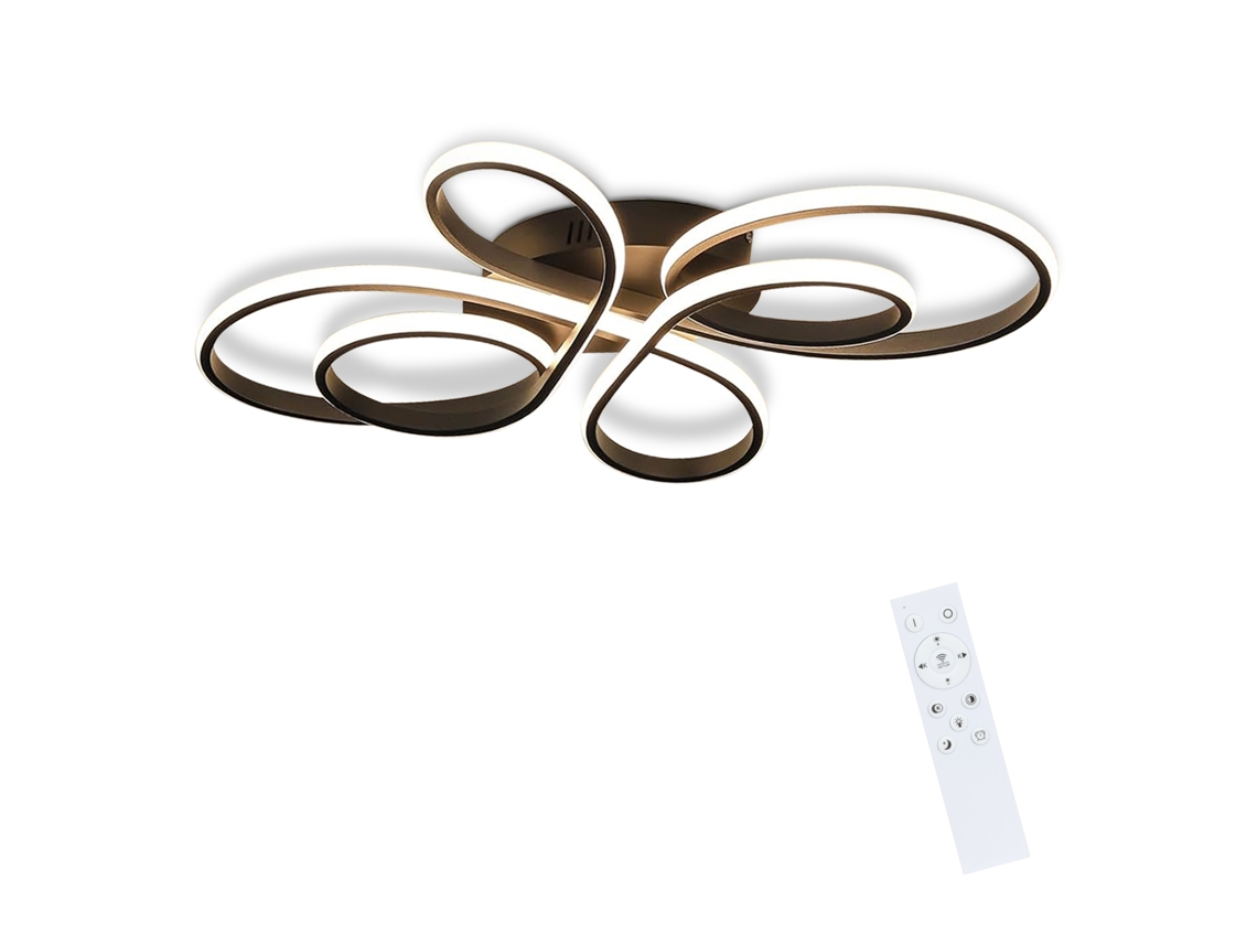 Lámpara de techo LED regulable grande, 100 cm, para salón, 90 W, color negro moderno, con control NETTLIFE