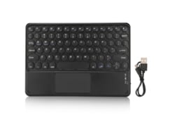 Teclado Inalámbrico Bluetooth Con Panel Táctil, Teclas Redondas, Diseño Ergonómico Retro, Respaldo Magnético, Para Windows E Ios, Negro, 10 Pulgadas.