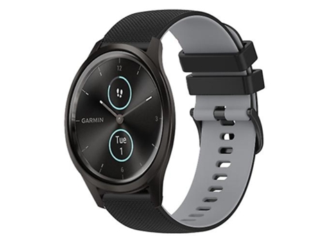 Correa Para Garmin Garminmove Style 20mm Correa De Reloj De Silicona A Cuadros De Dos Colores Negro-Gris VENISYMLIS