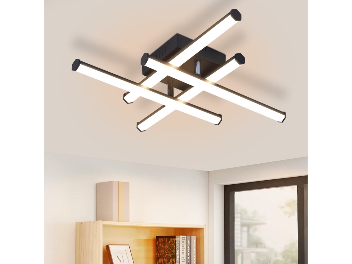 Lámpara de techo LED Nttlife para interiores y salas de estar modernas, color negro, 24 W, 3000 K.