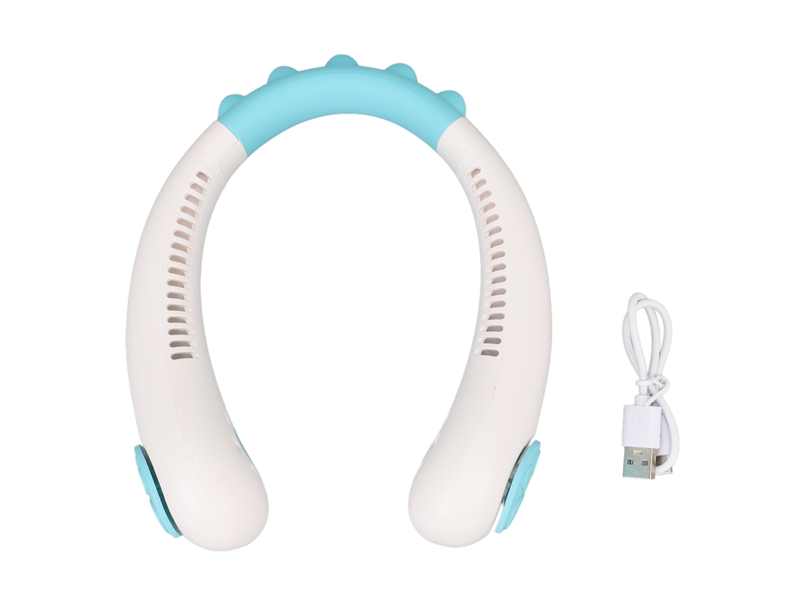 Ventilador de cuello infantil sin aspas, 3 velocidades, recargable por USB, sin marca.