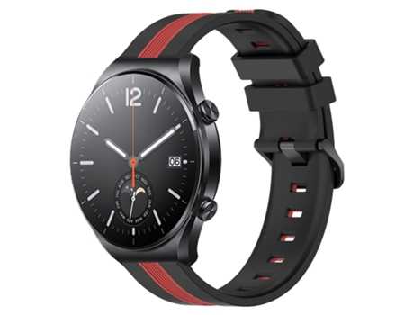Correa de reloj inteligente para Xiaomi MI Watch S1 Correa de reloj de silicona vertical de dos colores de 22 mm (negro + rojo)