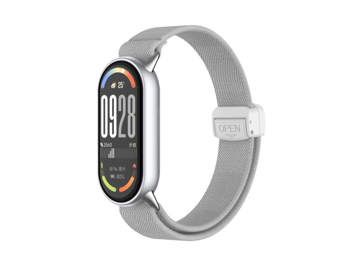 Bracelete Para Xiaomi Smart Band 10/9/8 - Nylon Elástico - Cabeça De Metal - Fivela Magnética De Plástico Concha Do Mar