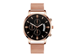 Reloj De Pulsera De Cuarzo Para Hombre Con Calendario, Esfera Redonda, Oro Rosa Y Brazalete De Acero Negro.