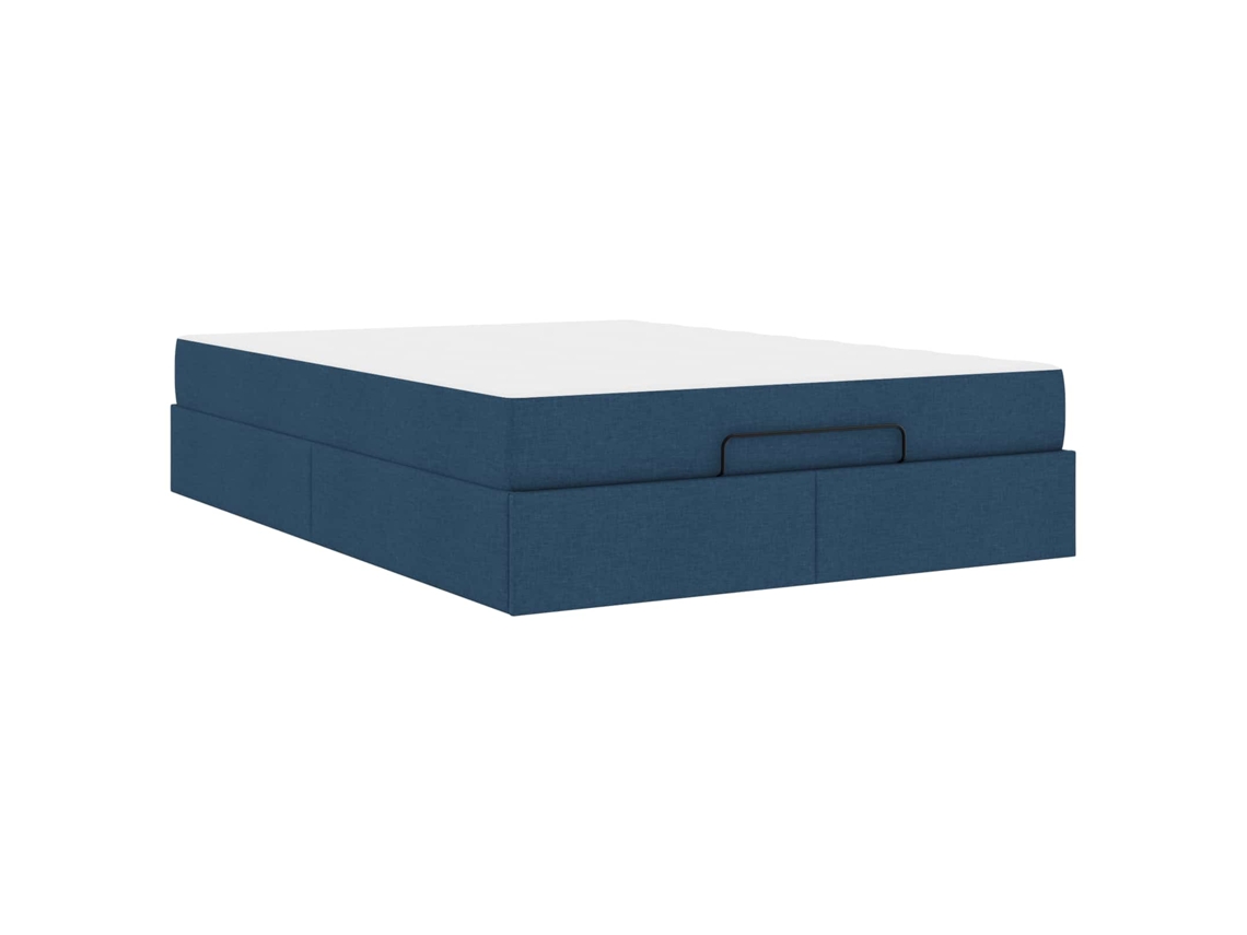 Maison Exclusive - Estructura De Cama Con Colchón Con Colchón 2 Pcs Azul Tela