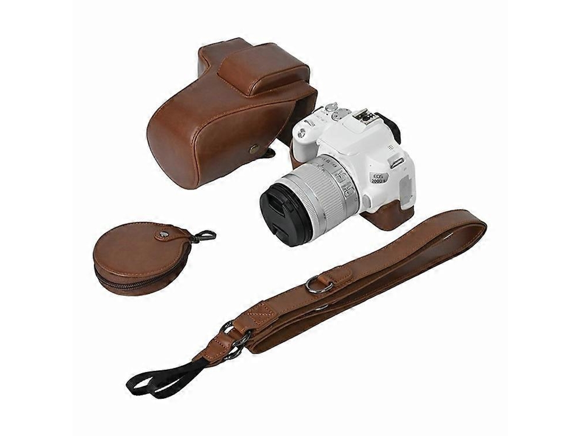 Estuche de cuero para cámara Canon EOS 200D/200D II, batería fácil de cambiar