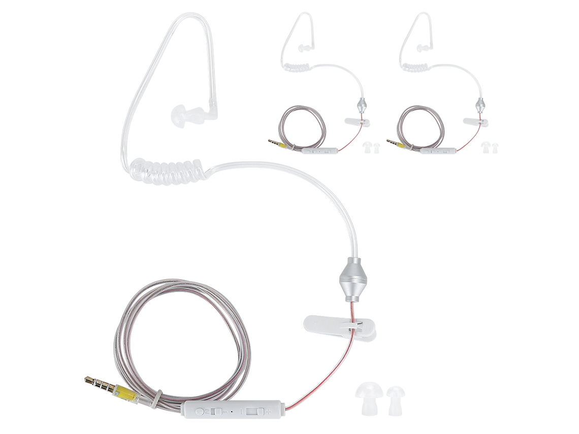 3 Juegos De Auriculares Air Tube Hrt-1 Con Micrófono, Conector De 3,5 Mm Y Cable Transparente.