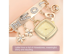 Reloj De Pulsera De Cuarzo Para Mujer Con Diamantes De Imitación, Letra De Amor, Flor, Corazón, Aleación De Oro.