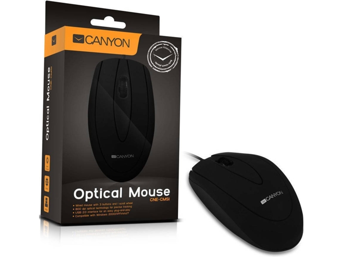 Ratón CANYON CNE-CMS1 (Óptico - 800 dpi - Negro)