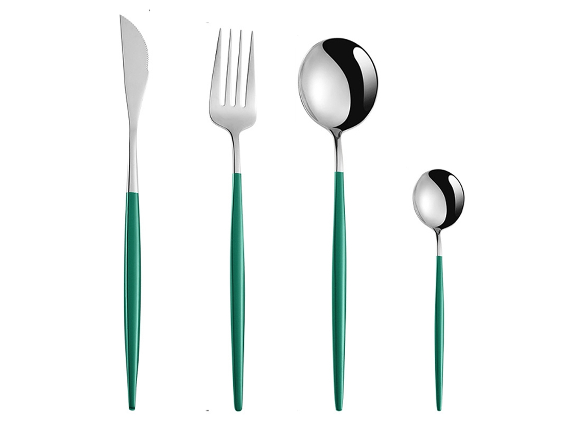 Juego de 4 piezas: tenedor, cuchara y cuchillo reutilizables de viaje RNEMITERY