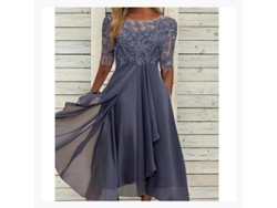 2026-vestido Midi Con Encajes De Manga Corta Para Eventos Especiales Y Bodas Casual Elegante