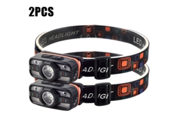 Mini linterna frontal LED recargable, luz blanca y roja, sensor inductivo, ideal para acampar y emergencias al aire libre. Aeuzwr