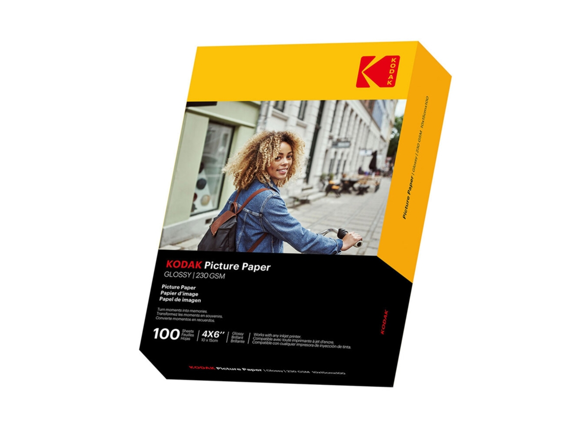 Papel Fotográfico KODAK Picture Brilhante 10 X 15 Cm 230 G/M² Branco Pack 100 Folhas