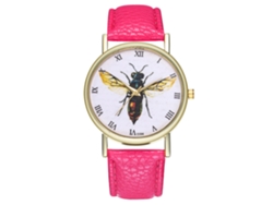 Reloj De Mujer Zhoulianfa Cuero Quartzo T194-a Especimen Insecto Rojo Rosa