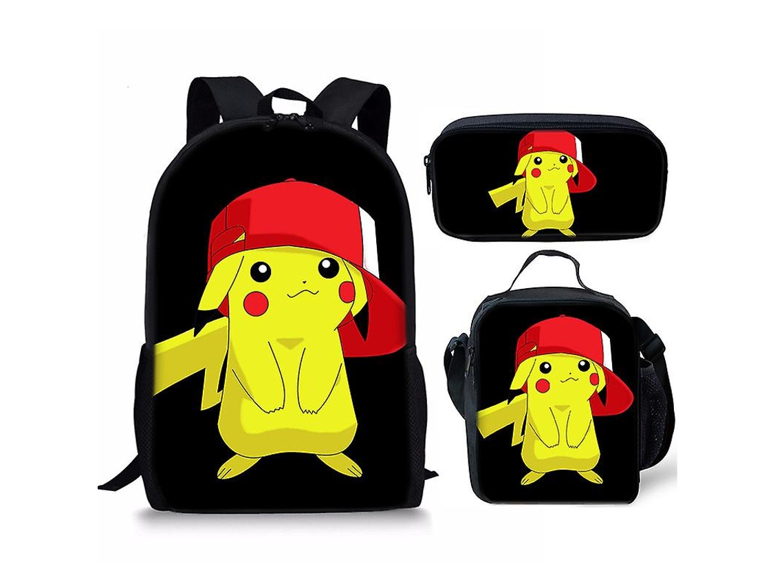 Anime Pikachu Pokémon Mochila Escolar Impresa Mochila Infantil Set De Regalo De Tres Piezas I (3 Piezas)