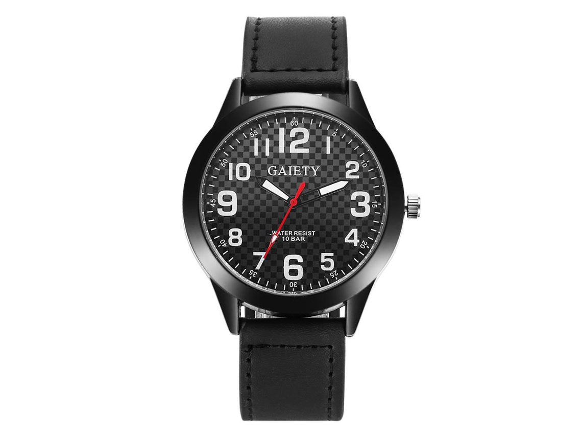 Reloj De Pulsera Analógico Para Hombre Con Caja De Aleación Y Correa De Pu (negro)