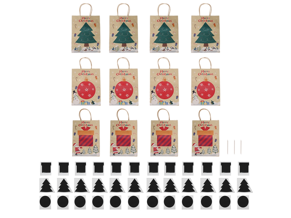 12 Bolsas Navideñas De Papel Kraft Para Hacer Tú Mismo, Con Papel Rascador Y Poste Rascador Para Envolver Regalos.
