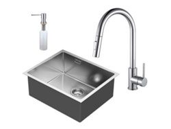 Grifo monomando para lavabo Solut, acabado cepillado, acero inoxidable Kibath