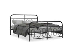 Maison Exclusive - Estructura Cama Sin Colchón Con Estribo Metal Negro 140x190 Cm