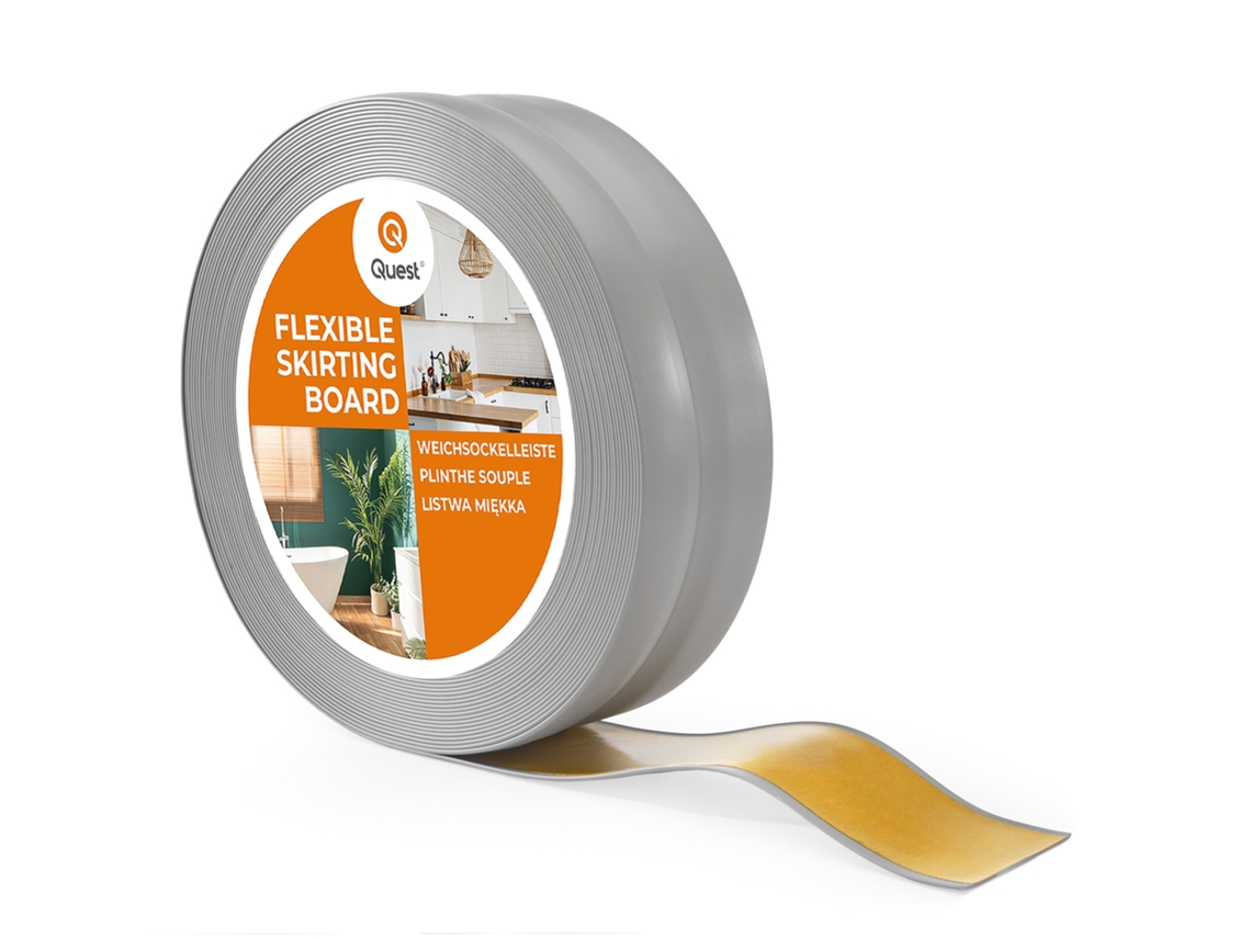 Zócalo de PVC de 32 x 23 mm, 25 m, flexible, autoadhesivo, suave, gris Quest