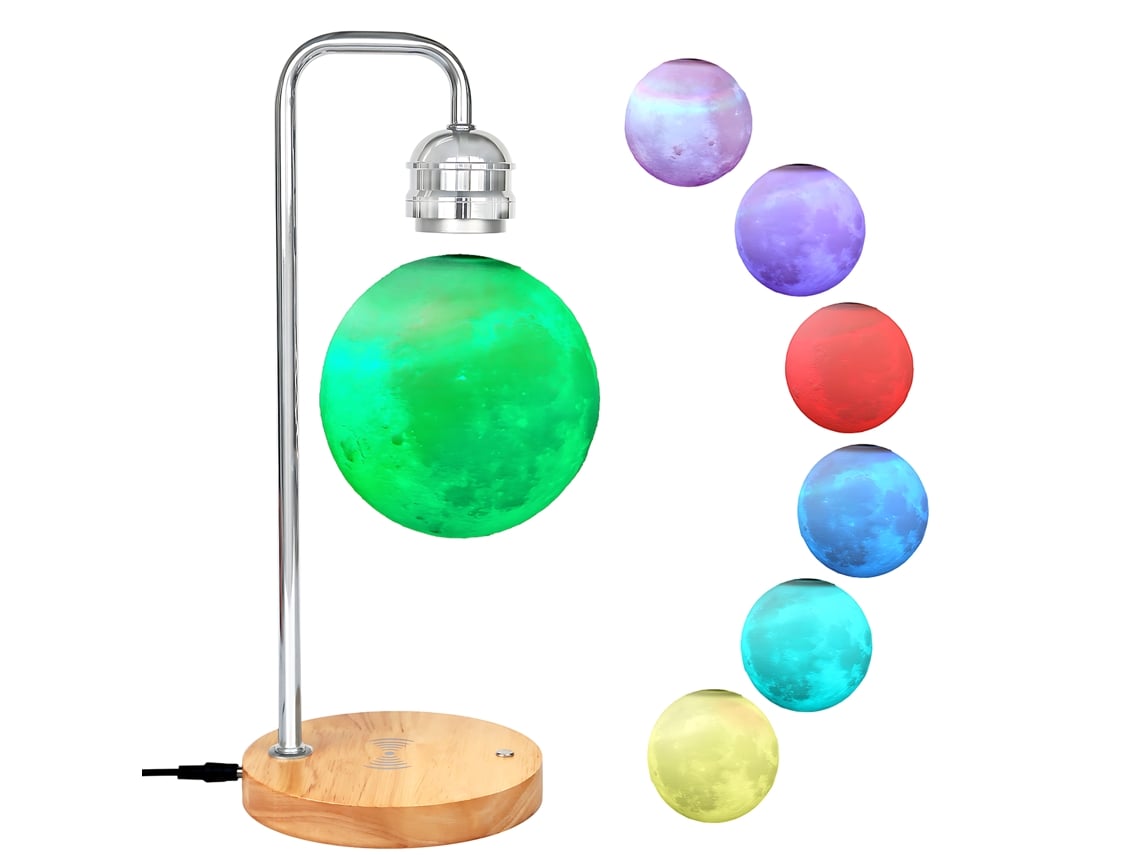 Rebe-lâmpada Lunar Levitante De 5.5'' Com Luz Led, Carregamento Sem Fio E Proteção, Presente Para Crianças E Mulheres