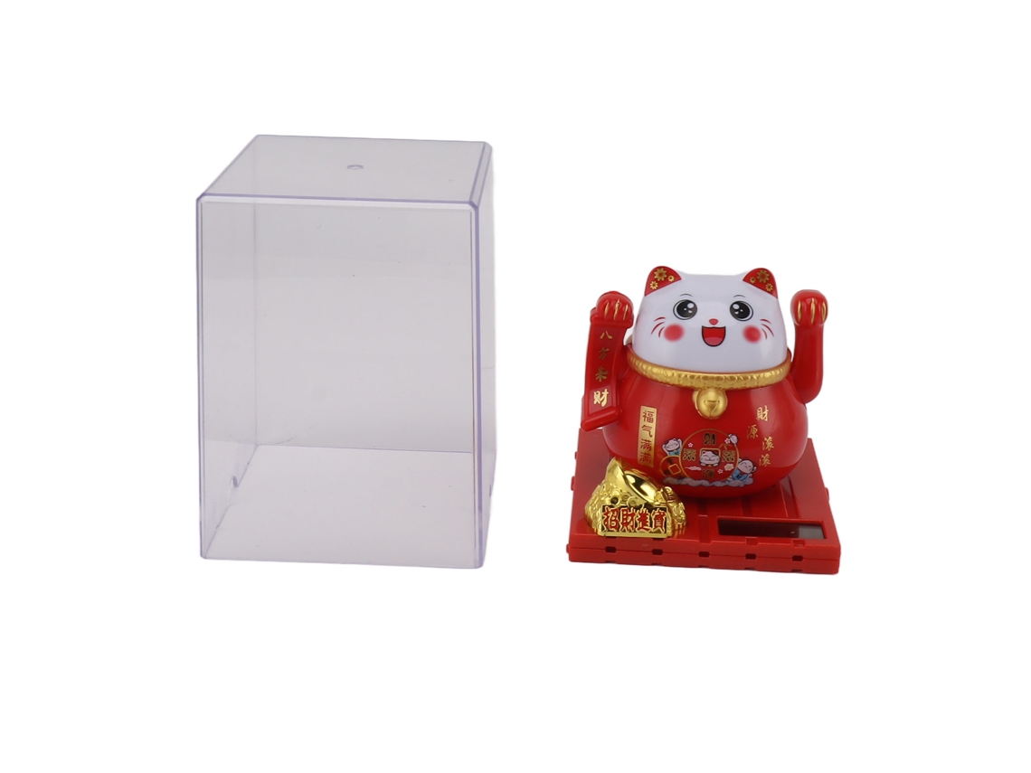 Lámpara solar Lucky Cat con brazos móviles, colorida, de bajo consumo para el hogar y la oficina, roja L