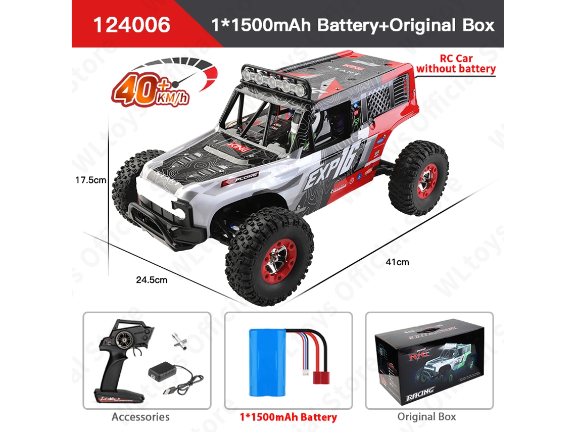 Coche RC 1/12 4x4 todoterreno con luz LED 2,4 g de alta velocidad, control remoto profesional de escalada para niños, rojo Aeuzwr
