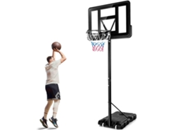 Canasta de Baloncesto Exterior, Altura Ajustable de 12 Niveles, 1,3m-3,05m, Mvil con Ruedas, Rellenable de Agua y Arena COSTWAY