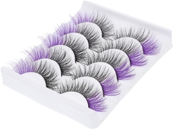 Extensiones De Pestañas Ligeras, 5 Pares De Pestañas Postizas Moradas Hechas A Mano Con Caja De Material Sintético.