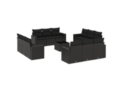 Maison Exclusive - Set De Sofás De Jardín Y Cojines 13 Pzas Ratán Sintético Negro
