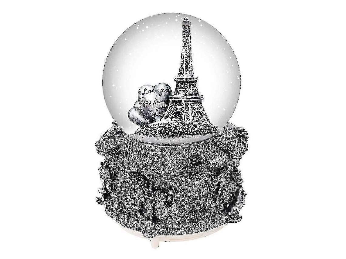 Rebe-globo De Nieve Torre Eiffel París Con Nieve Automática Luces Coloridas Y Caja De Música 100mm 15cm Alto