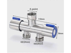 Desviador Ternario Grifo 4 Puntos Adaptador 1 A 2 Doble Cabeza Dual Propósito Válvula Distribución Agua Lavadora