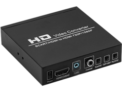 Convertidor ScartHDMI a HDMI 1080p Salida de audio de 3,5 mm Compatible con PAL/NTSC 480i/576i Compatible con DVD, PS2/PS3, Xbox 360, Wii Bestvite