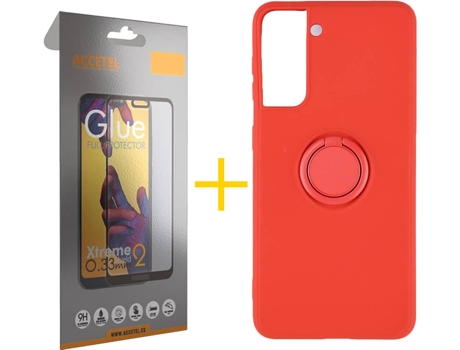 Carcasa + Protector de Pantalla para Samsung Galaxy S22 Plus 5G ACCETEL Rojo