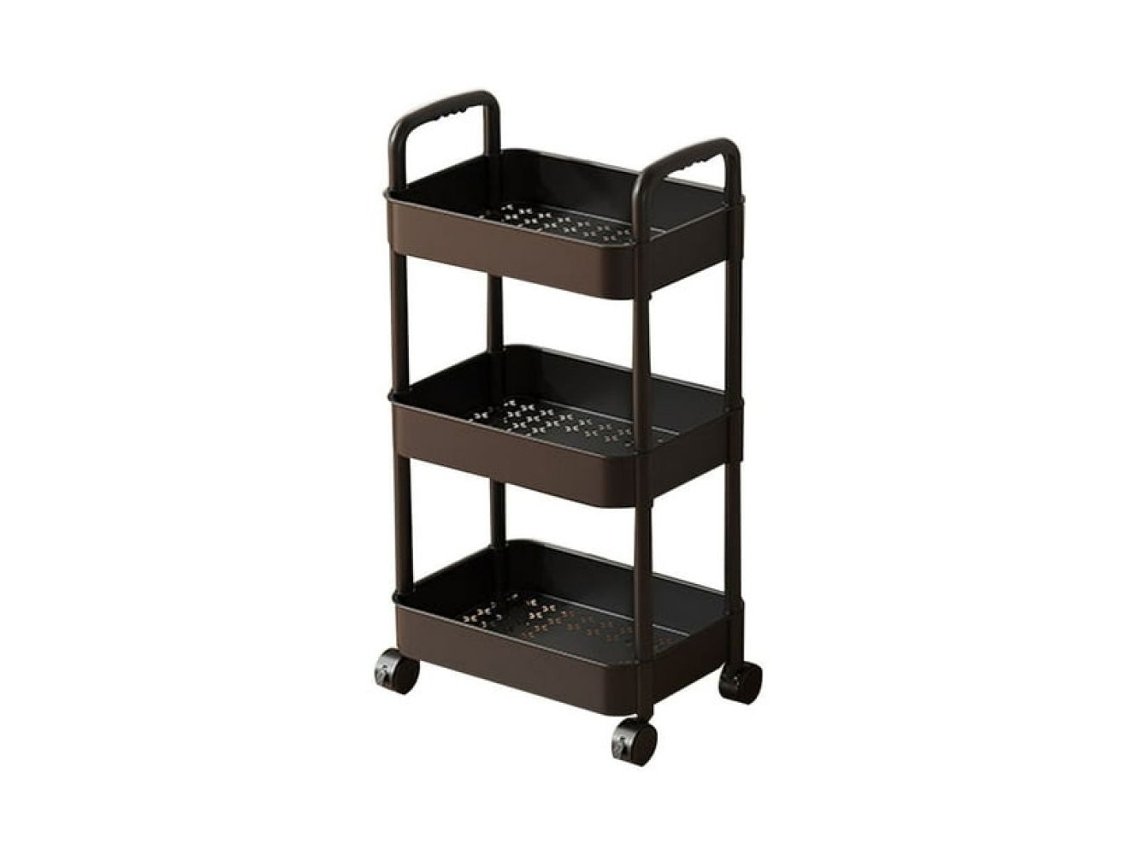 Carritos con ruedas para organizar el hogar, carrito utilitario con 3 estantes, estructura de hierro y estantes de plástico, ruedas giratorias