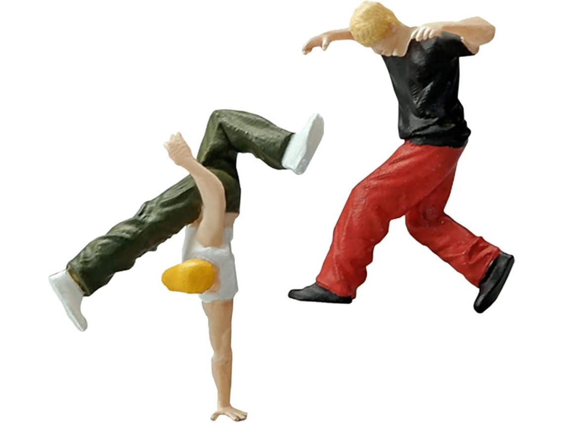 Conjunto De 2 Figuras En Miniatura De Resina A Escala 1/64, Bailarines Callejeros De Hip-hop.