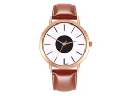 Reloj De Cuarzo Con Correa De Cuero Estilo Empresarial Simple Decoración Mano Para Hombres Café Claro